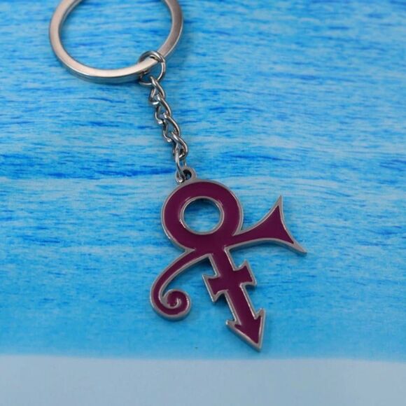Prince Symbol Love Purple Enamel Keychain Music Artist Collectible Memorabilia - Picture 2 of 3